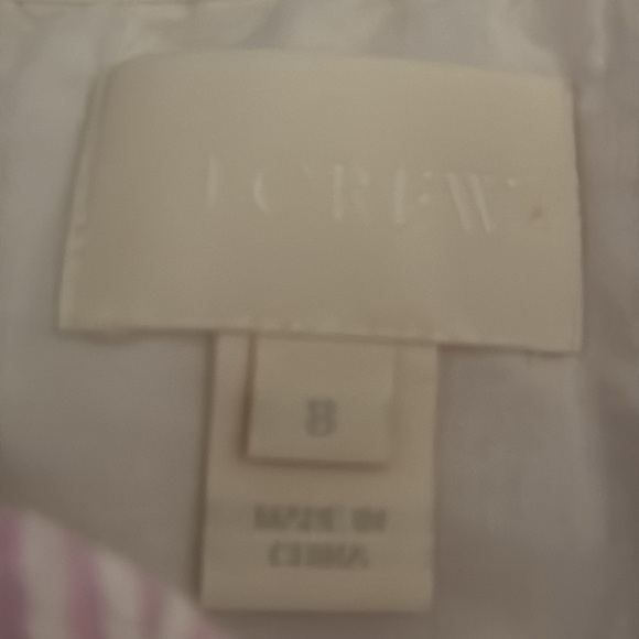 J. CREW Pink White Striped Seersucker Strapless Mini Dress 100% Cotton‎ Size 8 - Picture 4 of 7